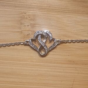 Double Heart Bracelet  with Natural Diamonds